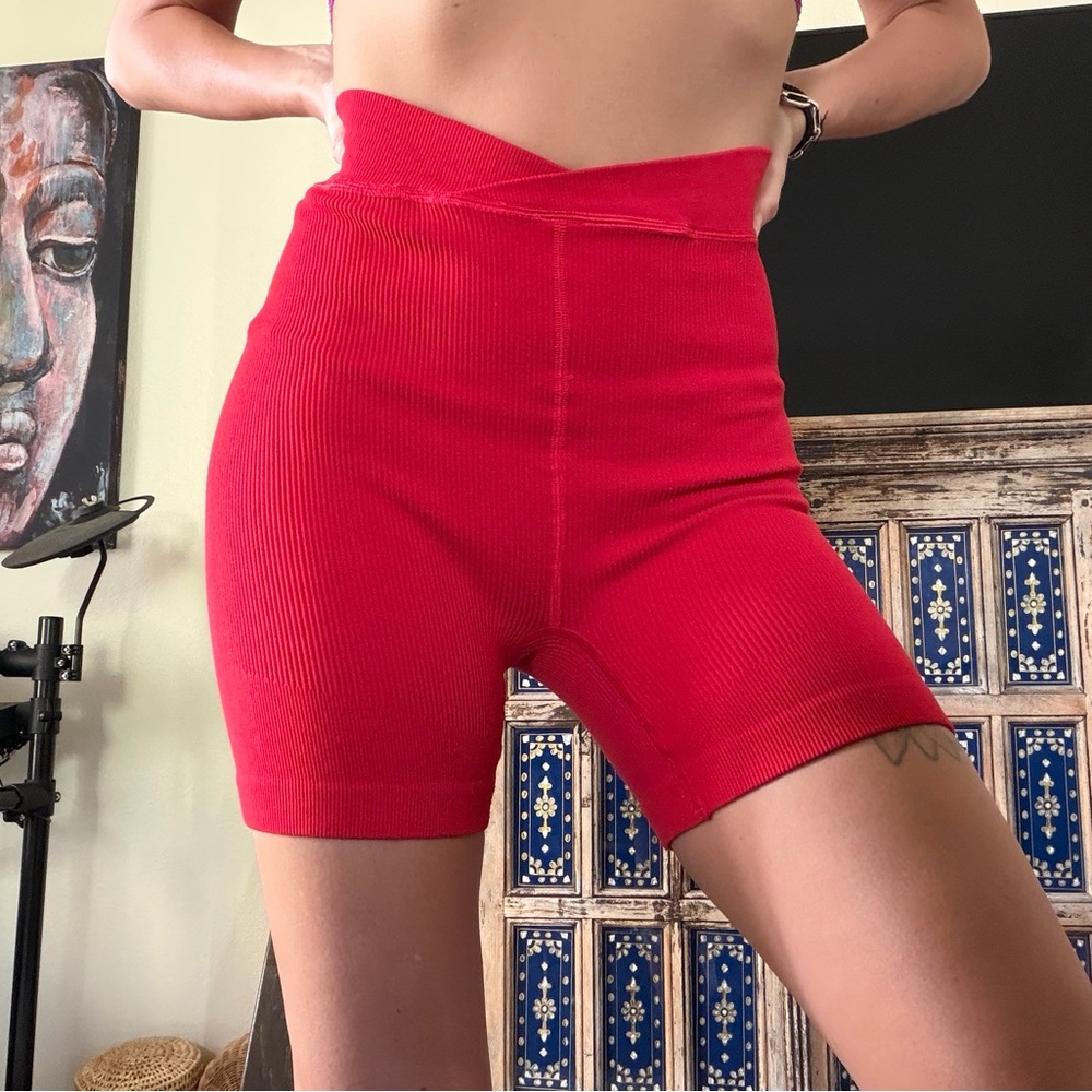 Free People High-Waist Vibrant Red movement Shorts